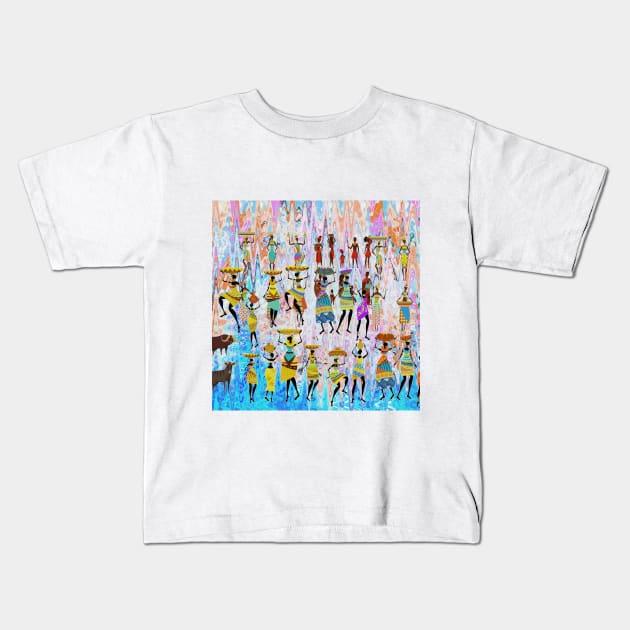 African Village Kids T-Shirt by walil designer